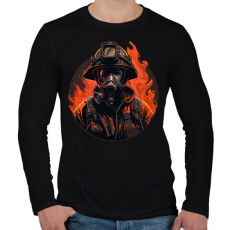 PRINTFASHION Tűzoltó - Lánglovag - Férfi hosszú ujjú póló - Fekete