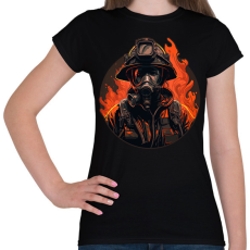PRINTFASHION Tűzoltó - Lánglovag - Női póló - Fekete