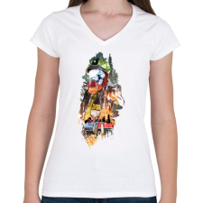 PRINTFASHION Tűzoltó - Női V-nyakú póló - Fehér női póló