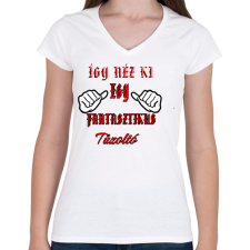 PRINTFASHION Tűzoltó - Női V-nyakú póló - Fehér női póló