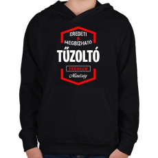 PRINTFASHION Tűzoltó prémium minőség - Gyerek kapucnis pulóver - Fekete