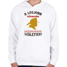 PRINTFASHION Tűzoltó szülinapja november - Gyerek kapucnis pulóver - Fehér