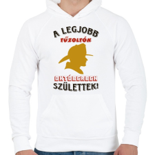 PRINTFASHION Tűzoltó szülinapja október - Férfi kapucnis pulóver - Fehér férfi pulóver, kardigán