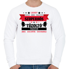 PRINTFASHION Tűzoltó szuperhős - Férfi pulóver - Fehér férfi pulóver, kardigán
