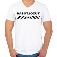 PRINTFASHION tűzoltósag-black - Férfi V-nyakú póló - Fehér