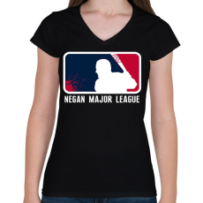 PRINTFASHION TWD - Negan Major League - Női V-nyakú póló - Fekete