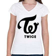 PRINTFASHION Twice - Női V-nyakú póló - Fehér női póló