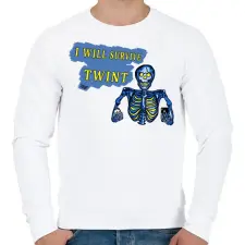 PRINTFASHION Twint - Férfi pulóver - Fehér férfi pulóver, kardigán