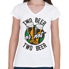 PRINTFASHION TWO beer  - Női V-nyakú póló - Fehér női póló