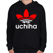 PRINTFASHION Uchiha (Adidas logo) - Gyerek kapucnis pulóver - Fekete gyerek pulóver, kardigán