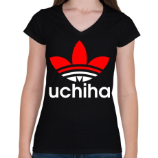 PRINTFASHION Uchiha (Adidas logo) - Női V-nyakú póló - Fekete