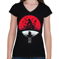 PRINTFASHION Uchiha Clan - Női V-nyakú póló - Fekete