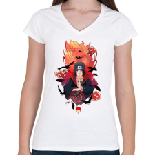 PRINTFASHION Uchiha Itachi - Női V-nyakú póló - Fehér női póló
