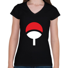 PRINTFASHION Uchiha logó - Női V-nyakú póló - Fekete női póló