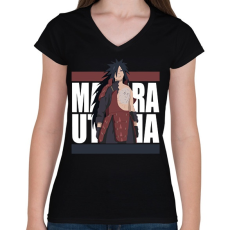 PRINTFASHION Ucsiha Madara - Női V-nyakú póló - Fekete