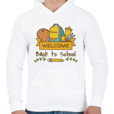 PRINTFASHION Üdv a suliban! - Férfi kapucnis pulóver - Fehér