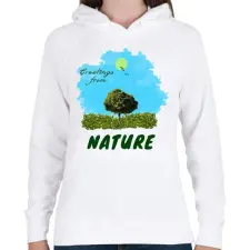 PRINTFASHION ÜDV A TERMÉSZETBEN2 - Női kapucnis pulóver - Fehér női pulóver, kardigán