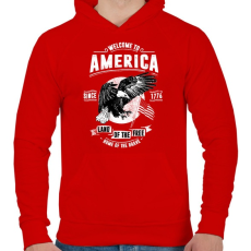 PRINTFASHION Üdv Amerikában - Férfi kapucnis pulóver - Piros
