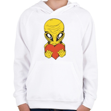 PRINTFASHION UFO love me - Gyerek kapucnis pulóver - Fehér
