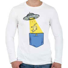 PRINTFASHION Ufós zsebminta - Férfi hosszú ujjú póló - Fehér férfi póló