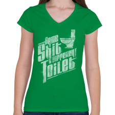 PRINTFASHION Ugyanaz a szar...  - Női V-nyakú póló - Zöld női póló