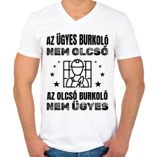 PRINTFASHION Ügyes burkoló - Férfi V-nyakú póló - Fehér férfi póló