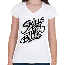 PRINTFASHION Ügyességi játék a számlákkal - Női V-nyakú póló - Fehér