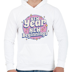 PRINTFASHION Új év, új kezdet - Férfi kapucnis pulóver - Fehér