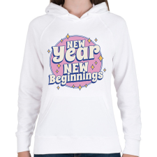 PRINTFASHION Új év, új kezdet - Női kapucnis pulóver - Fehér női pulóver, kardigán