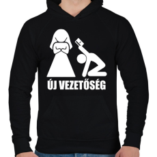 PRINTFASHION Új vezetőség - Férfi kapucnis pulóver - Fekete