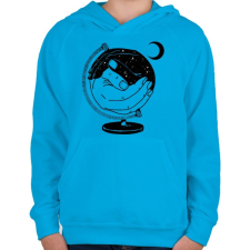 PRINTFASHION Új világ - Gyerek kapucnis pulóver - Azúrkék gyerek pulóver, kardigán