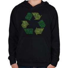 PRINTFASHION Újrahasznosítás - Gyerek kapucnis pulóver - Fekete