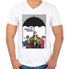 PRINTFASHION Umbrella Academy - Férfi V-nyakú póló - Fehér férfi póló