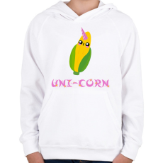PRINTFASHION Uni-Corn - Gyerek kapucnis pulóver - Fehér