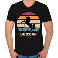 PRINTFASHION Unicorn - Férfi V-nyakú póló - Fekete férfi póló