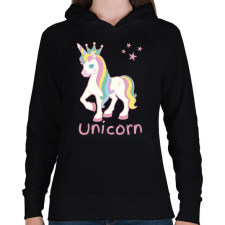 PRINTFASHION unicorn - Női kapucnis pulóver - Fekete női pulóver, kardigán