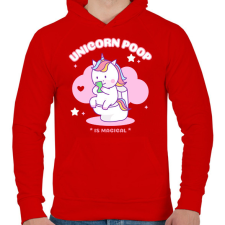 PRINTFASHION UNICORN POOP - Férfi kapucnis pulóver - Piros férfi pulóver, kardigán