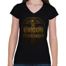 PRINTFASHION UNICUM COMMANDER - Női V-nyakú póló - Fekete női póló