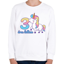 PRINTFASHION Unikornis: 3 éves lettem - Gyerek pulóver - Fehér gyerek pulóver, kardigán