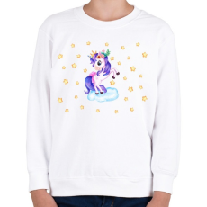 PRINTFASHION Unikornis a csillagok között - Gyerek pulóver - Fehér
