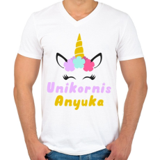 PRINTFASHION Unikornis Anyuka - Férfi V-nyakú póló - Fehér