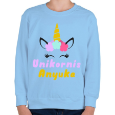 PRINTFASHION Unikornis Anyuka - Gyerek pulóver - Világoskék gyerek pulóver, kardigán