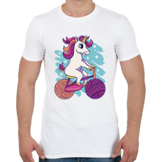 PRINTFASHION Unikornis biciklin - Férfi póló - Fehér