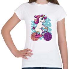PRINTFASHION Unikornis biciklin - Női póló - Fehér