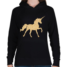 PRINTFASHION Unikornis csillogás - Női kapucnis pulóver - Fekete női pulóver, kardigán