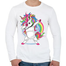 PRINTFASHION Unikornis dab táncos - Férfi hosszú ujjú póló - Fehér férfi póló