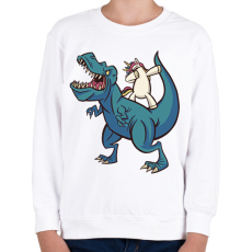 PRINTFASHION Unikornis dínó háton - Gyerek pulóver - Fehér