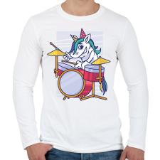 PRINTFASHION Unikornis dobos - Férfi hosszú ujjú póló - Fehér férfi póló