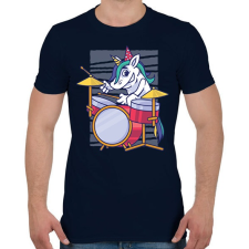 PRINTFASHION Unikornis dobos - Férfi póló - Sötétkék férfi póló