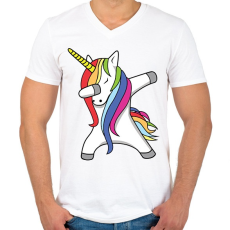 PRINTFASHION Unikornis dub- táncol - Férfi V-nyakú póló - Fehér